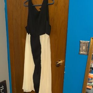 Ashro Black and White Midi Dress